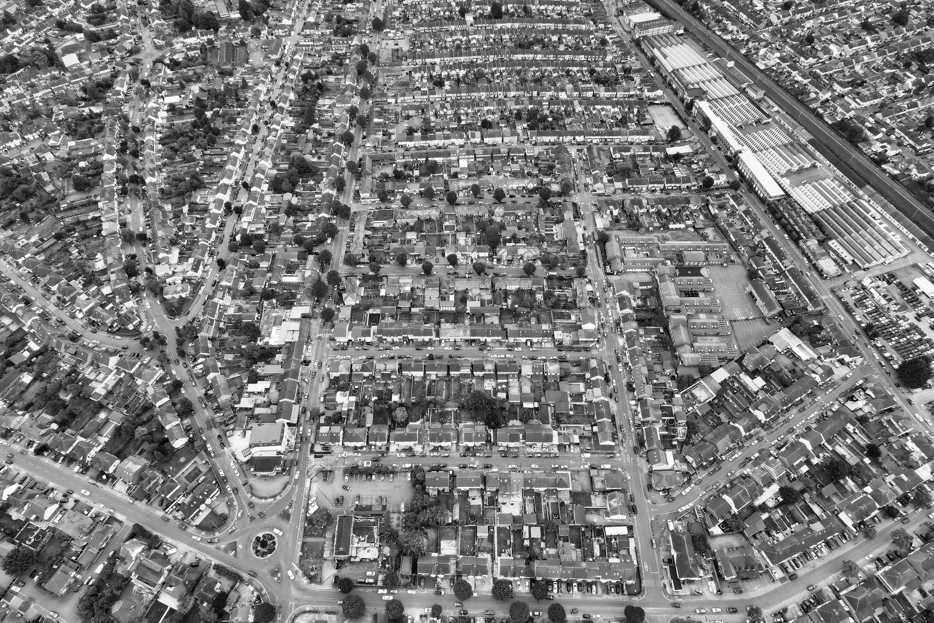  Aerial view of Kilwick Street in Hartlepool showing existing housing stock