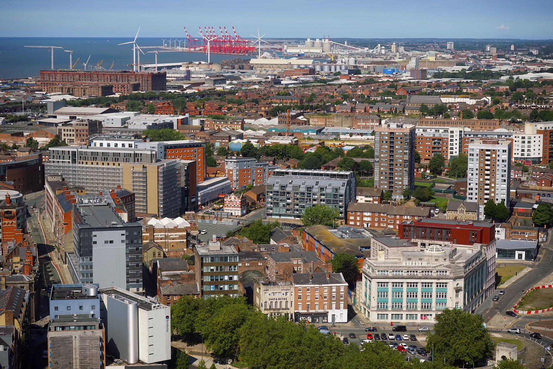Liverpool cityscape showing residential areas