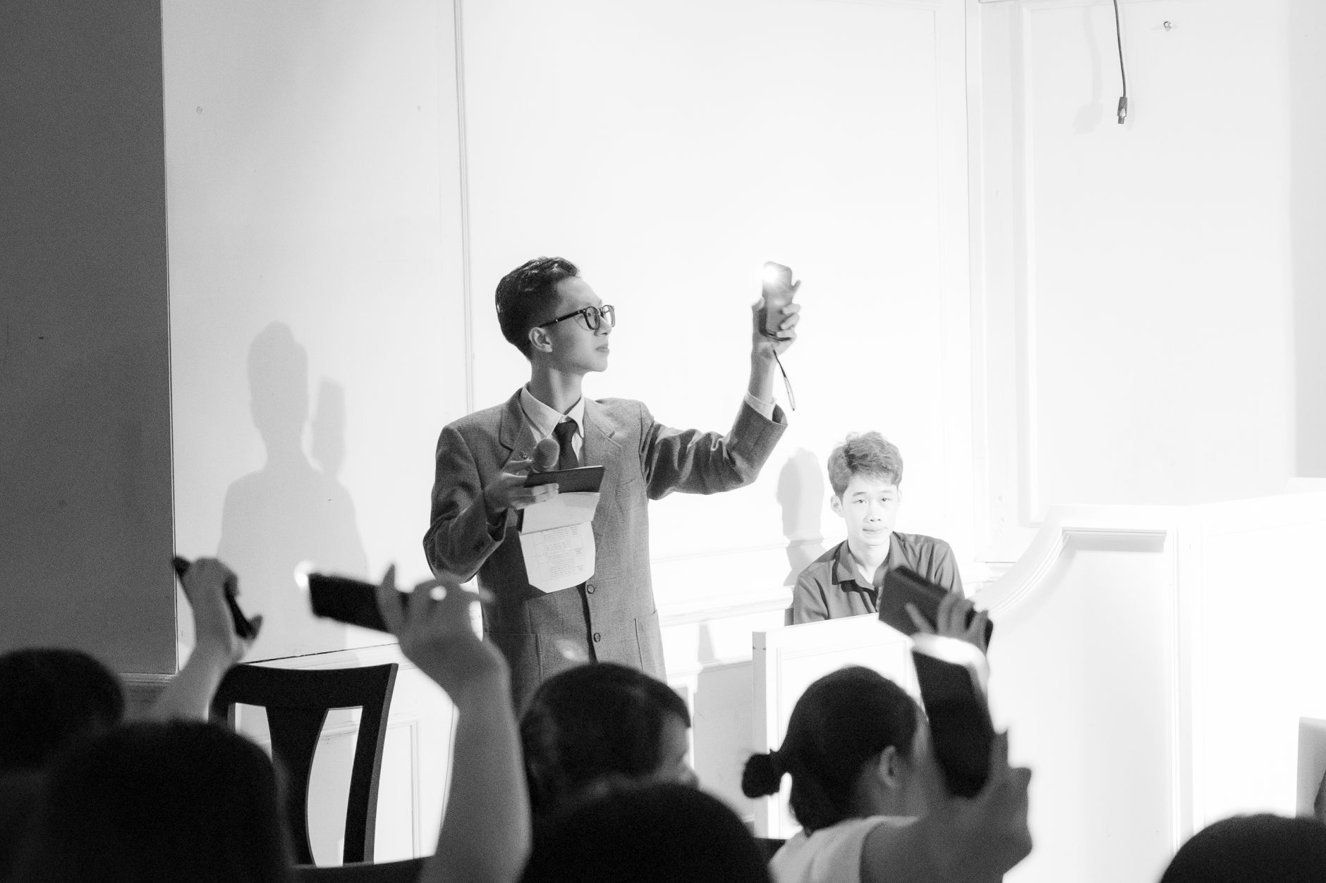 Auctioneer conducting a fast-paced property auction