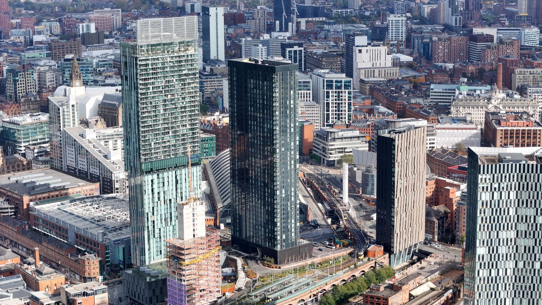 Modern apartment buildings in Manchester city centre