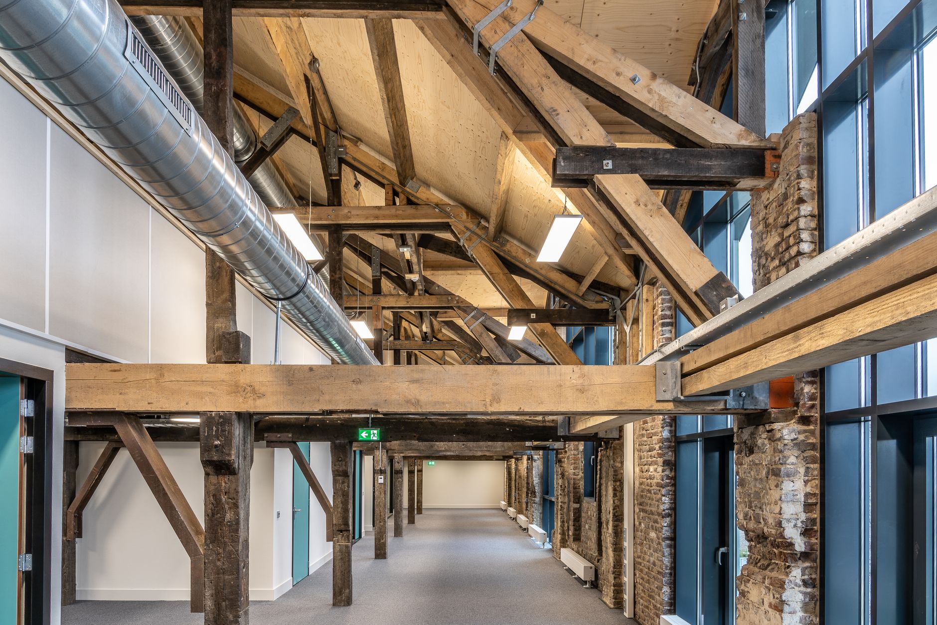 Converted church now used as social housing - showing modern interiors within historic structure