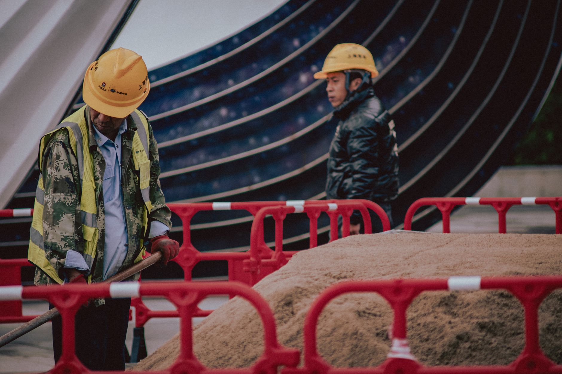 Construction site safety hazards - showing unsecured building materials