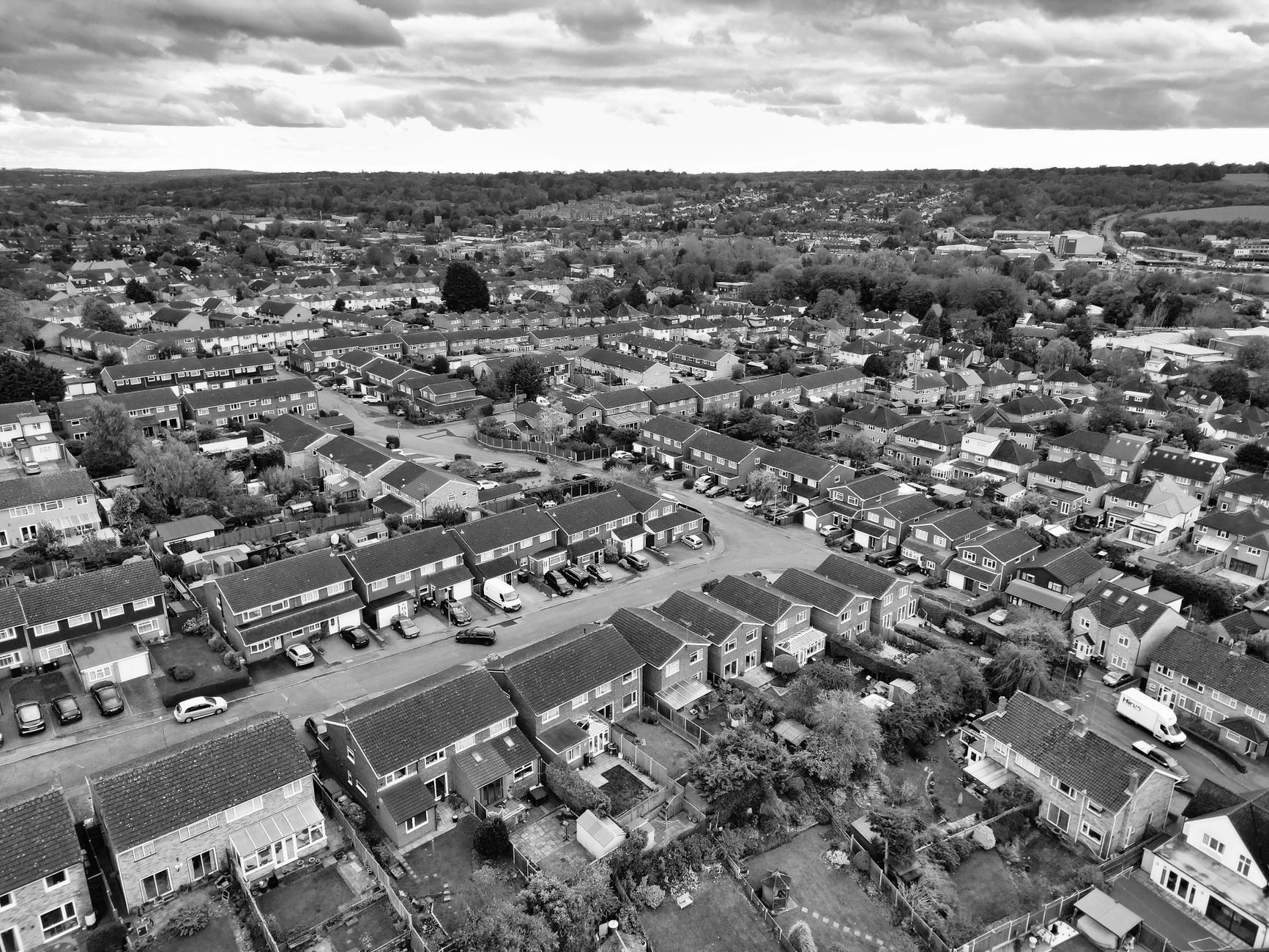 Aerial view of regional housing developments across the UK