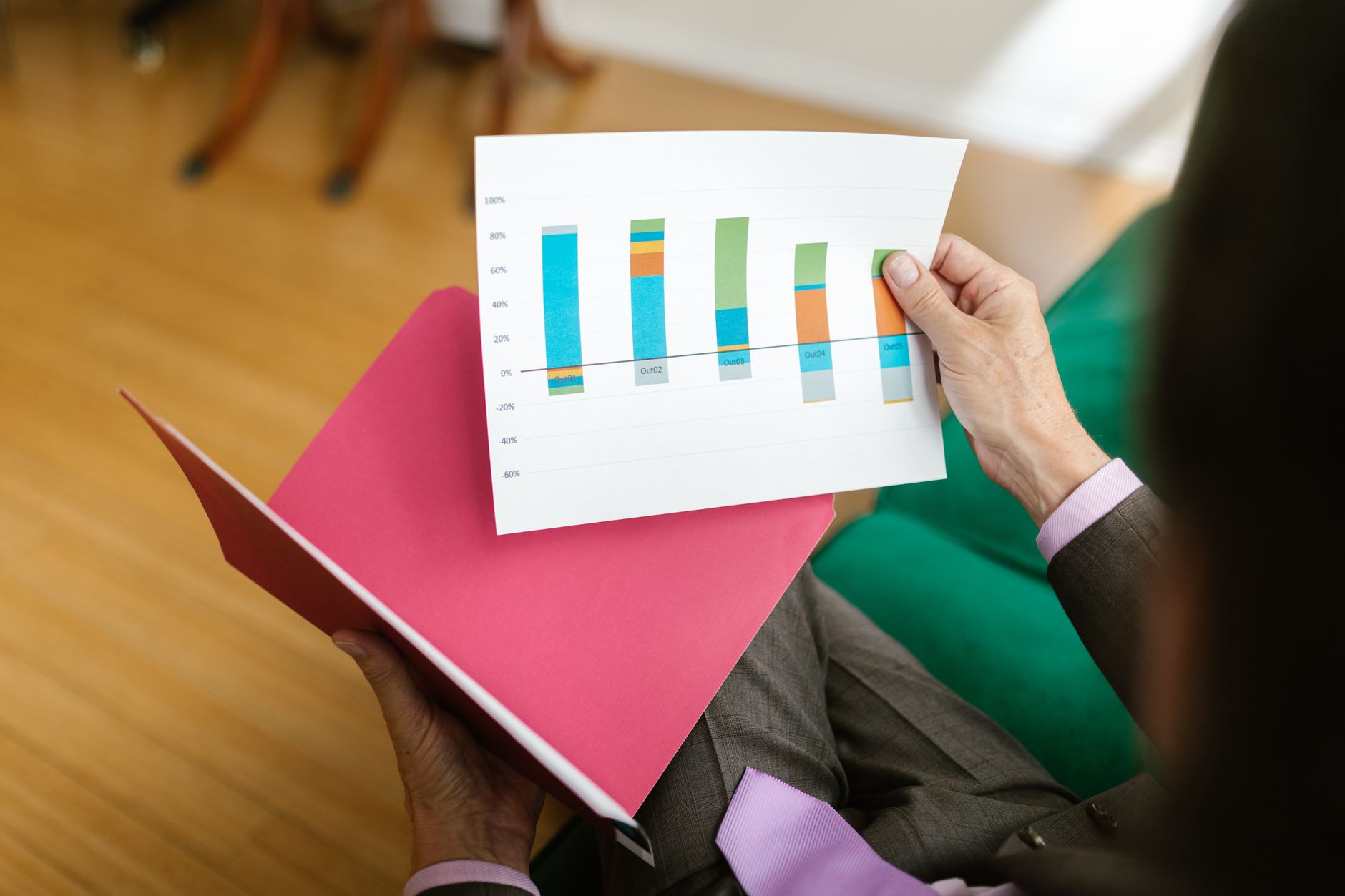 Landlord reviewing property portfolio with charts and graphs