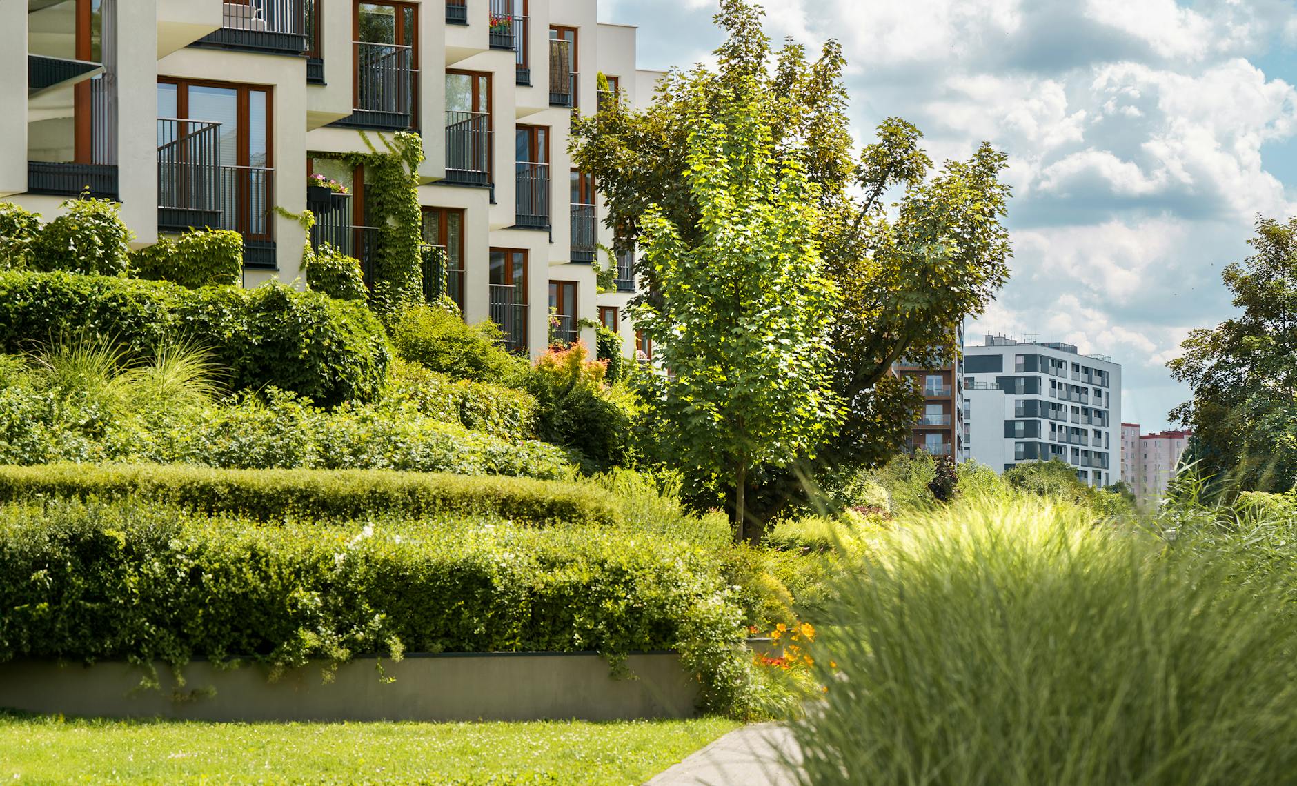 Social housing development with modern design and community facilities