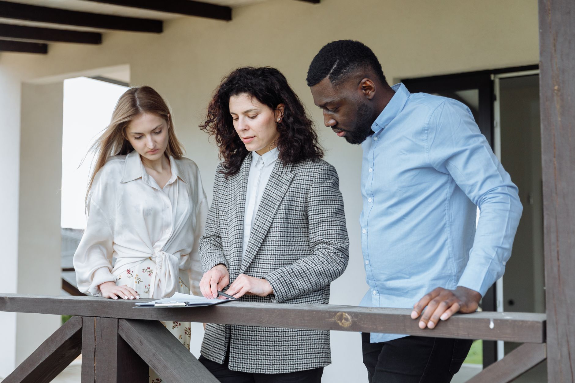 Local authority housing inspection team reviewing property documents