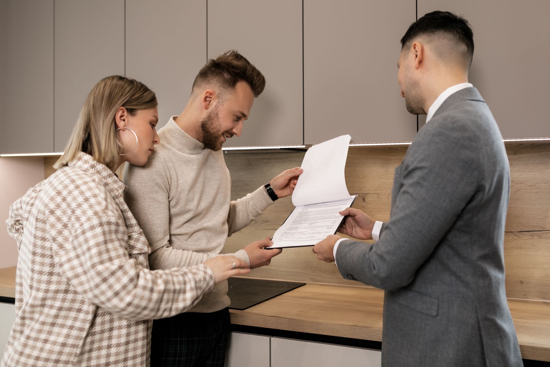 Housing officer reviewing documents with tenant