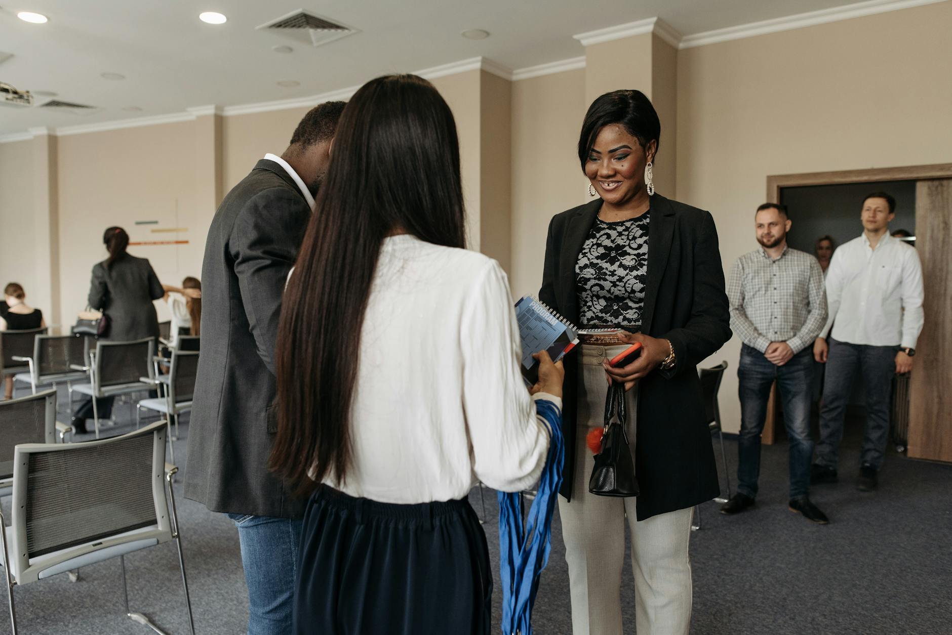 Young adults discussing career opportunities