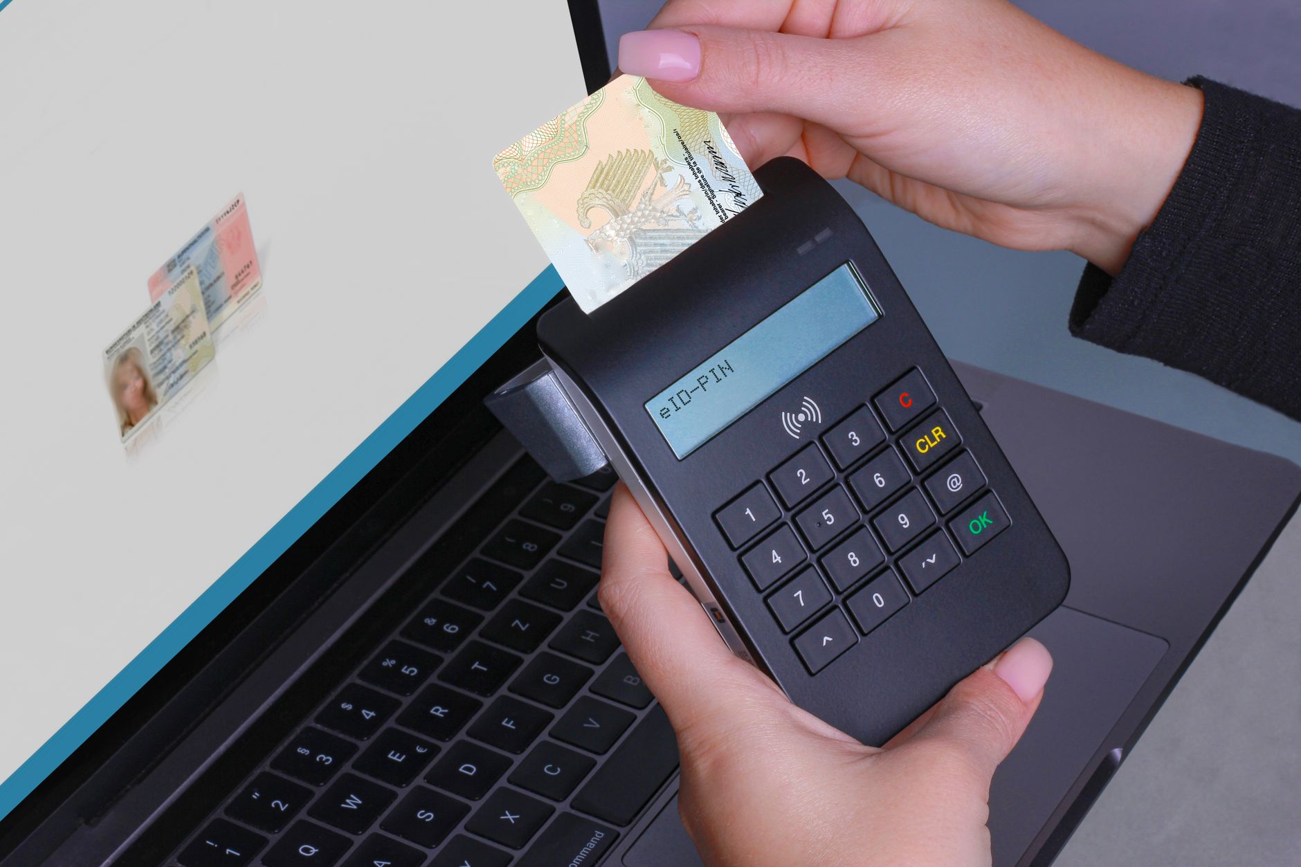 Digital identity verification process on laptop