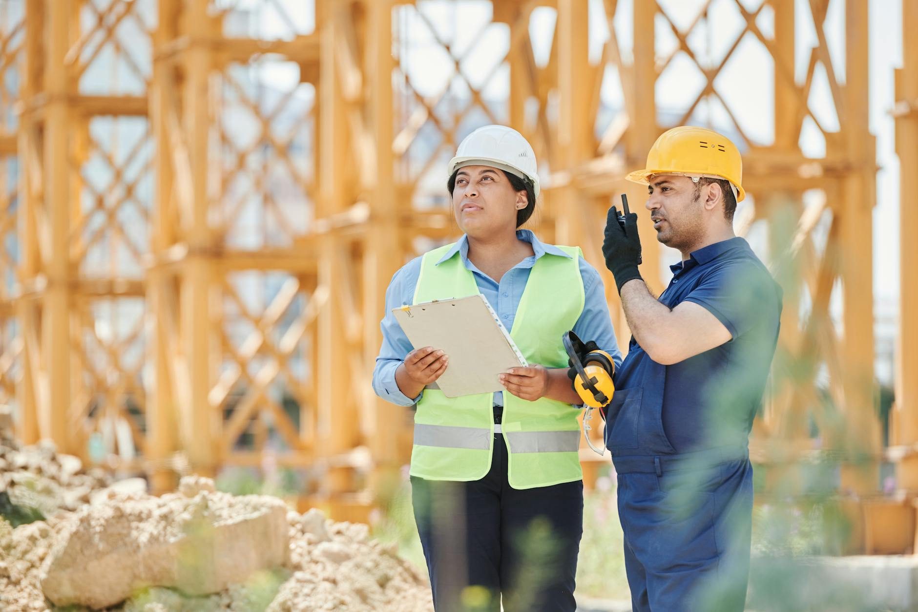Council workers discussing HMO regulations