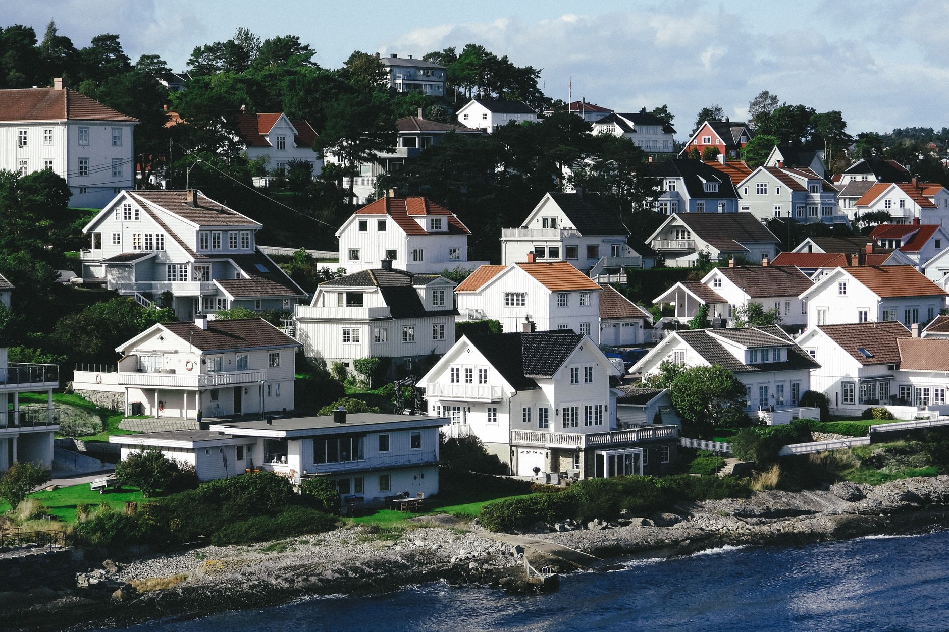 Seaside town with residential properties - showing typical housing stock in coastal areas