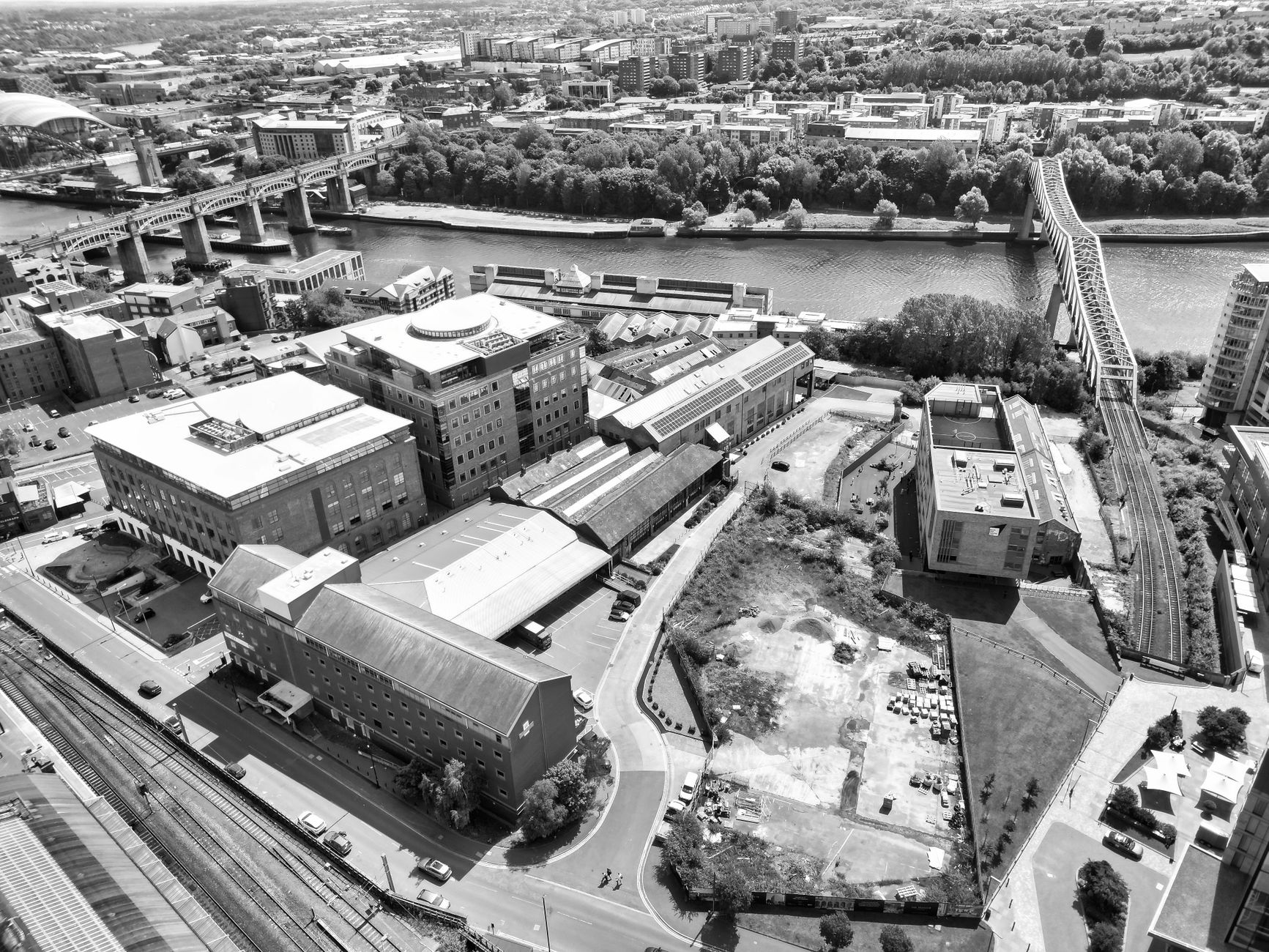 Newcastle city skyline with urban development