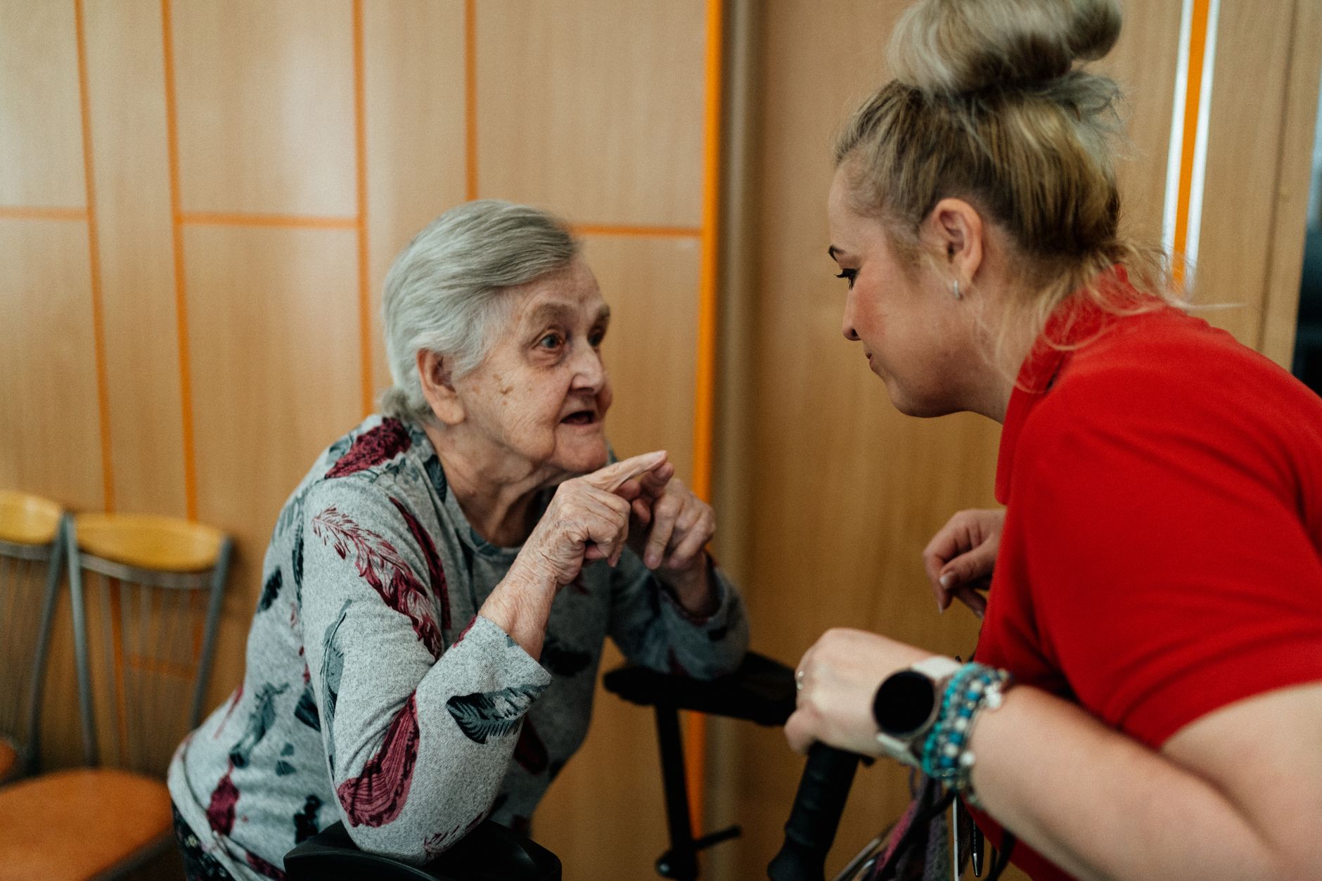 Tenant support worker assisting a resident