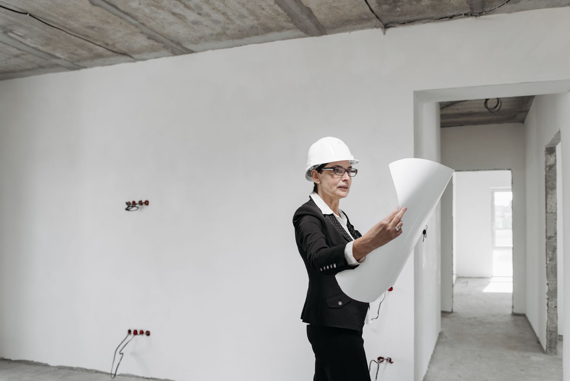 Council worker reviewing housing plans