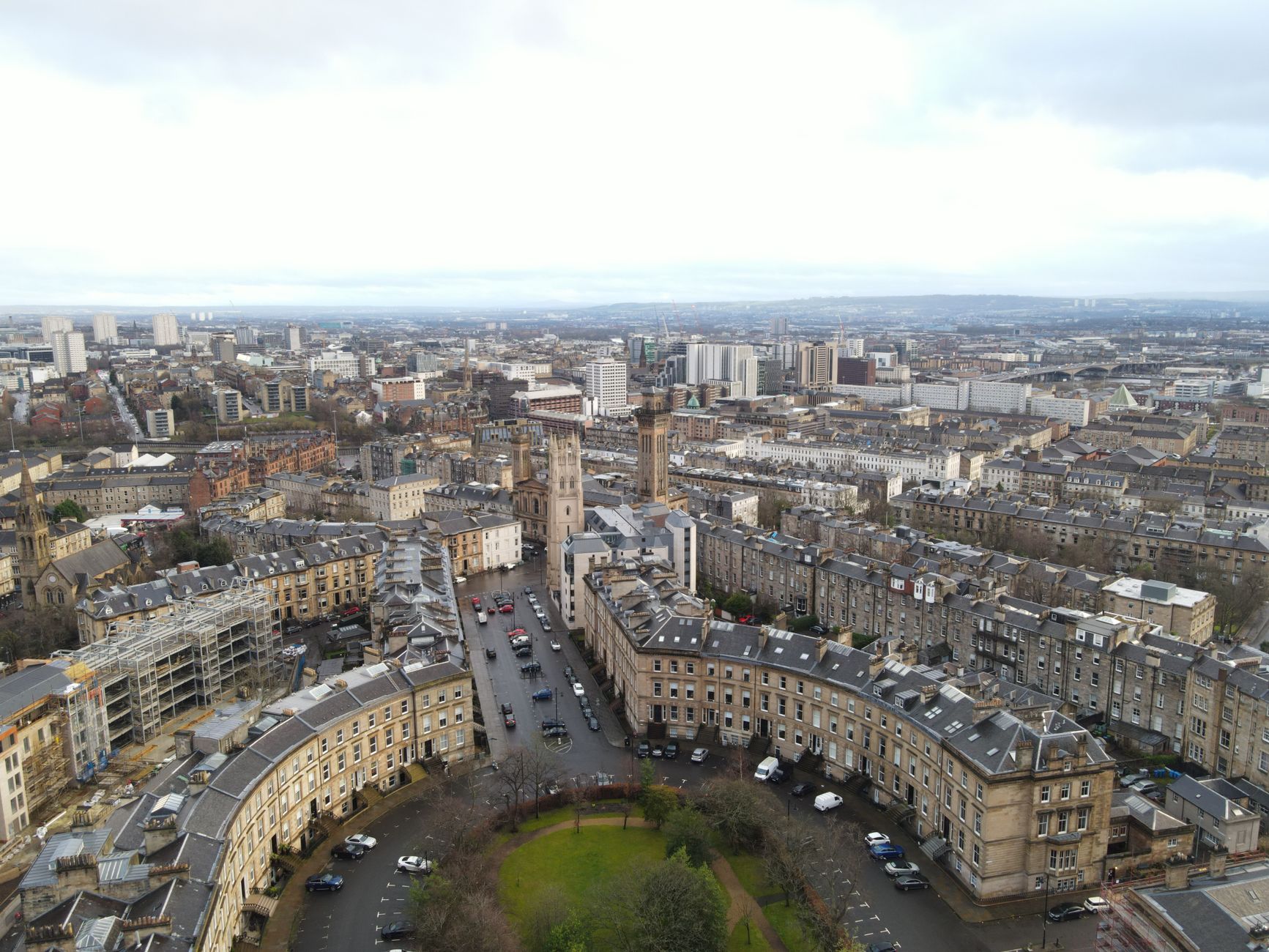 Modern Glasgow social housing development with green spaces