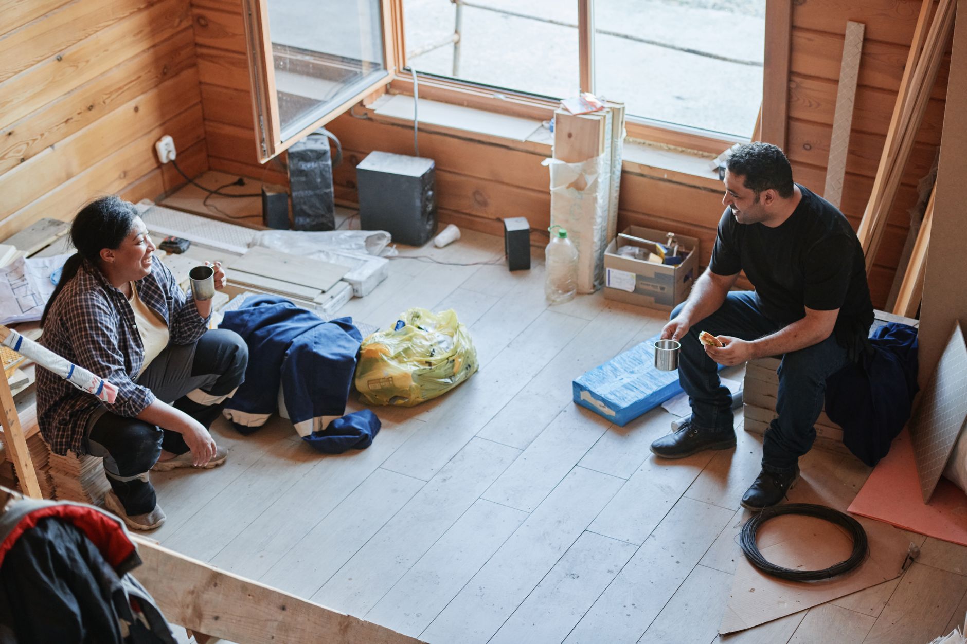 Council workers discussing housing policy