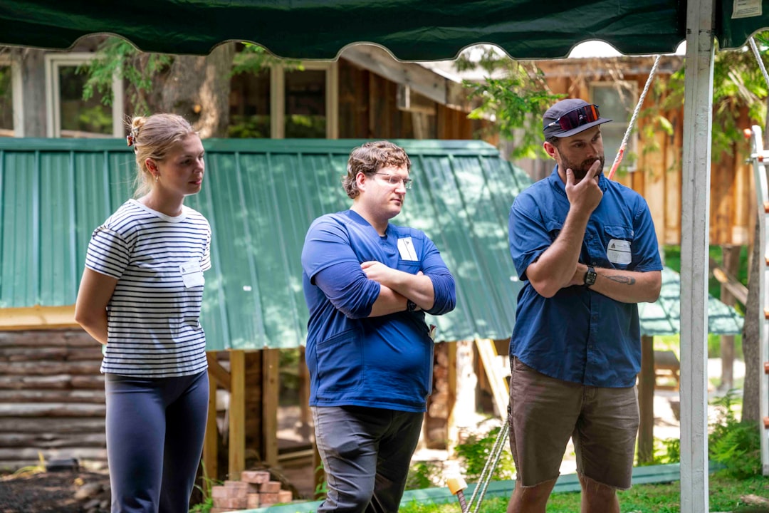 Housing association staff discussing community projects