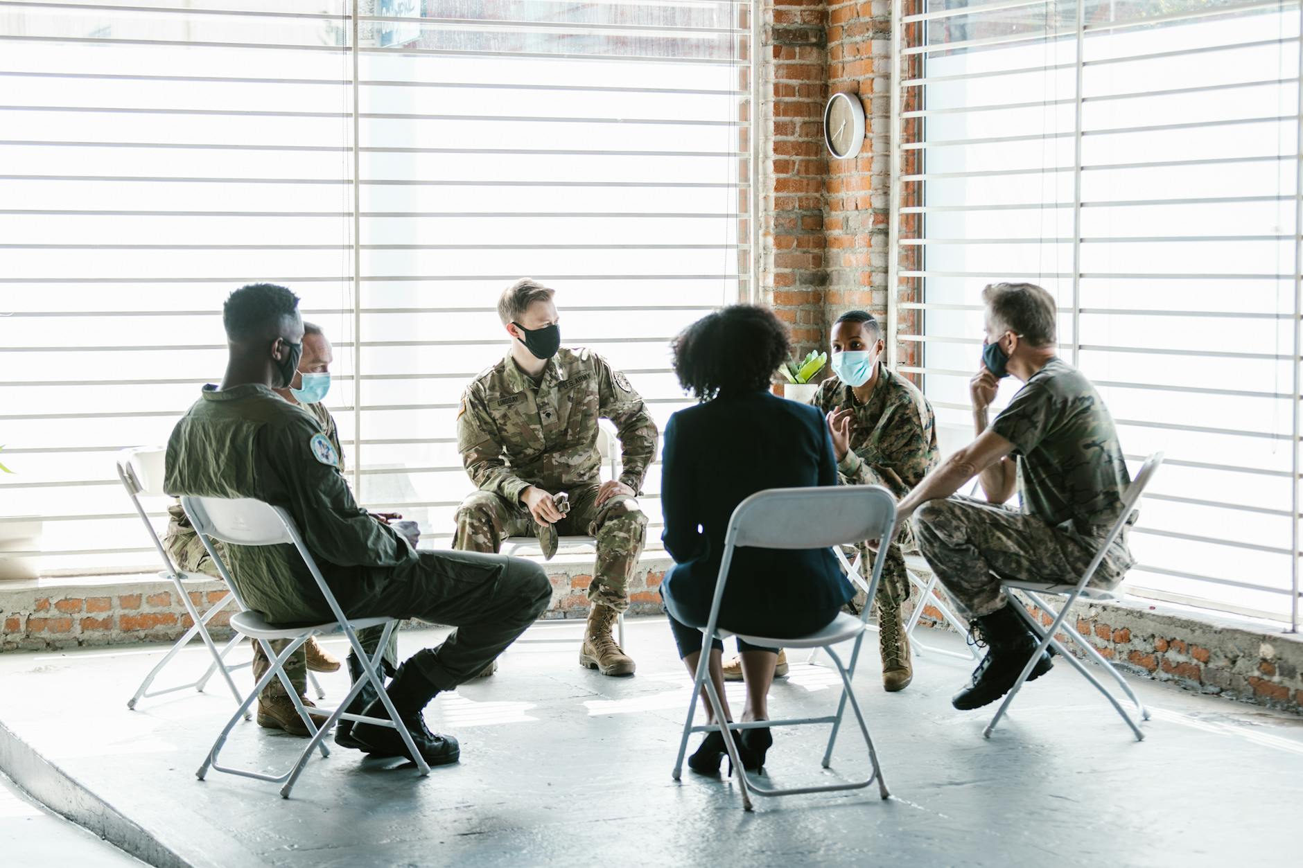Group support session in a communal housing space