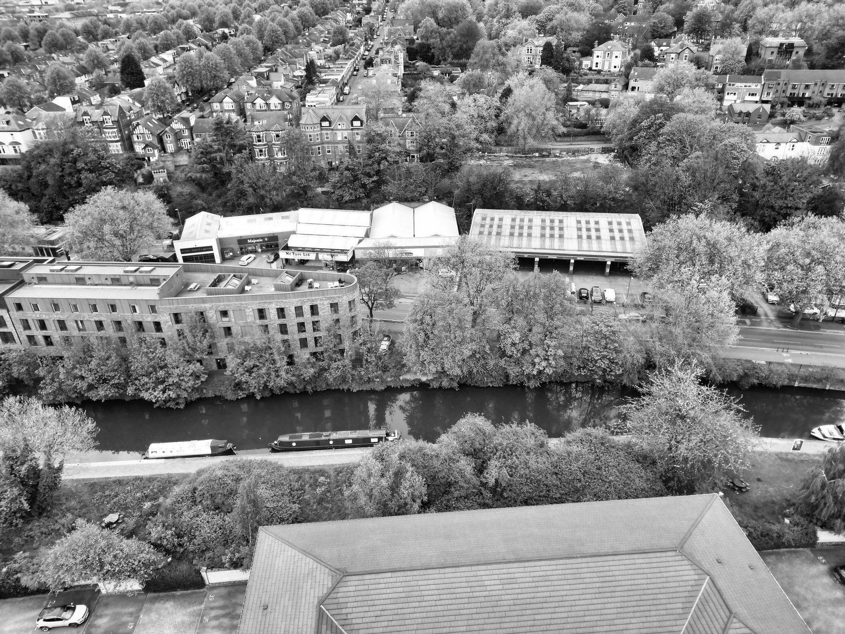 Nottingham city skyline with social housing in foreground