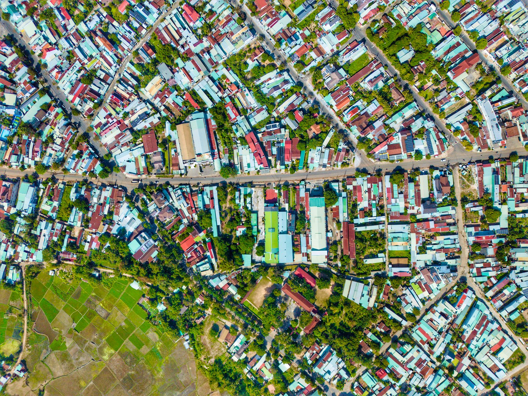Social housing development with centralised heating system