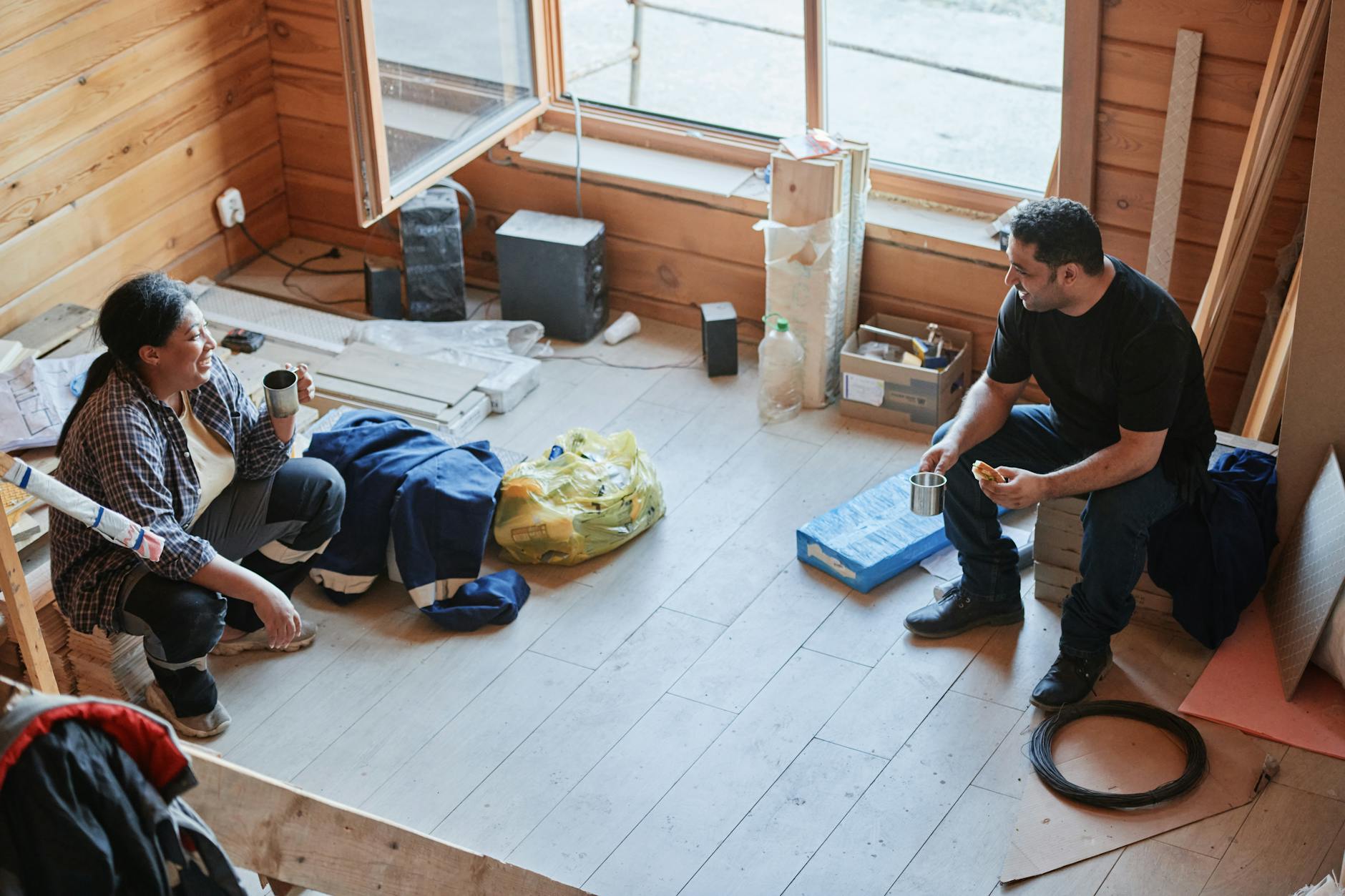 Council workers discussing housing policies