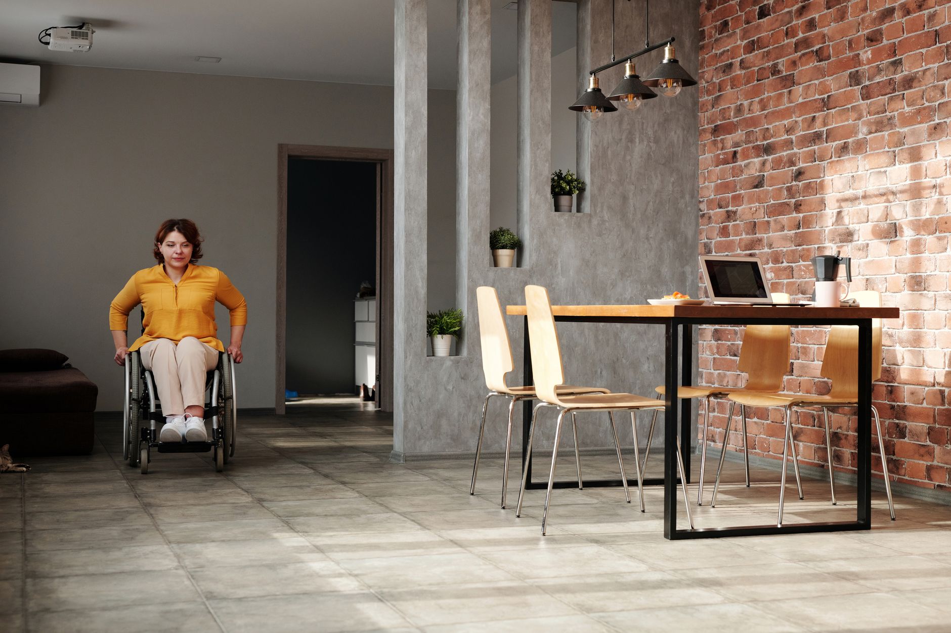 Interior of a modern extra care apartment showing accessible features