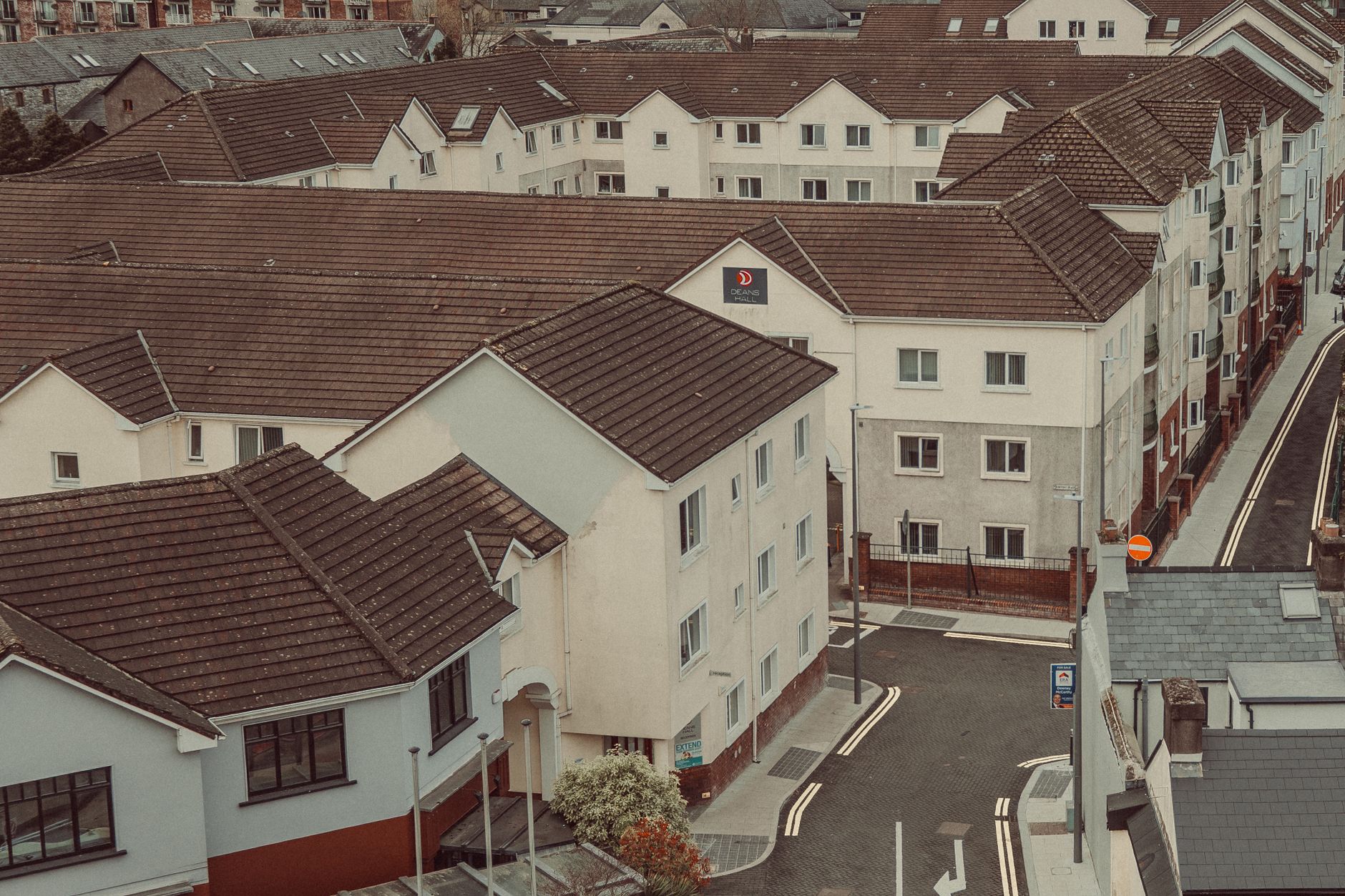  Irish social housing estate with modern apartment blocks