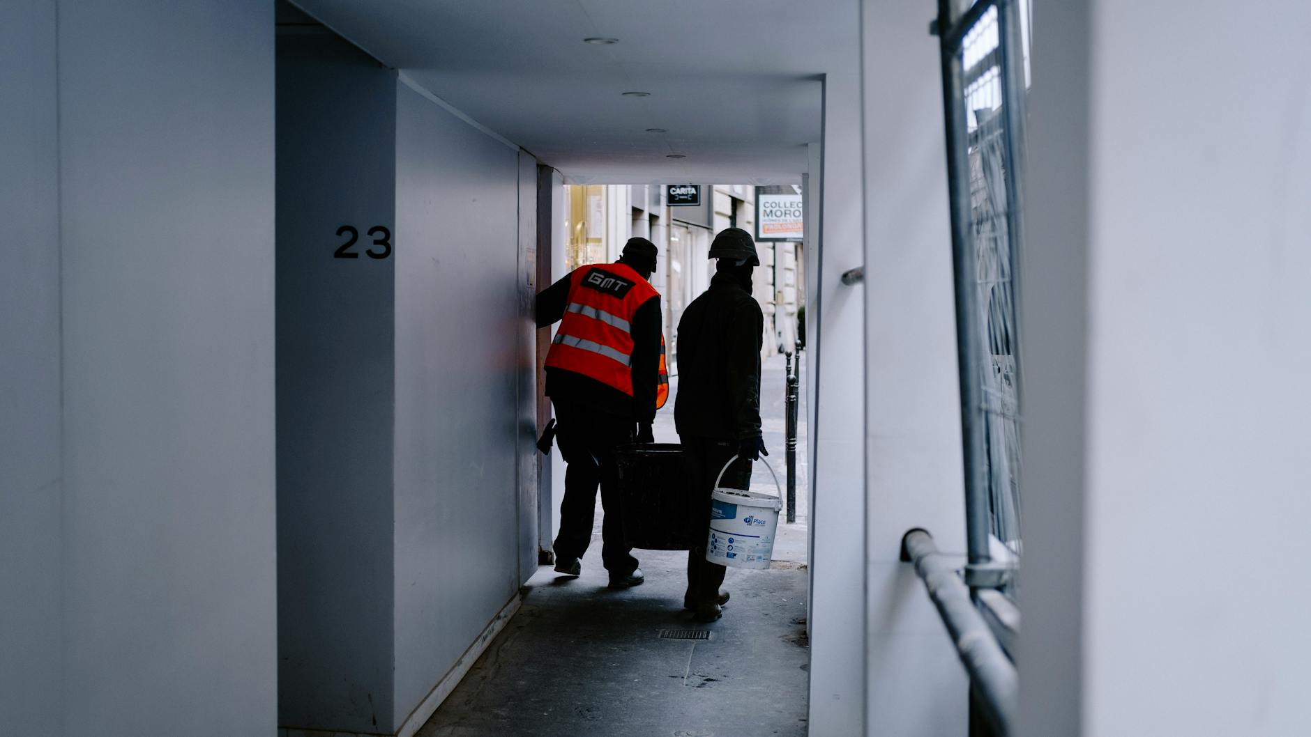 Social housing maintenance team at work