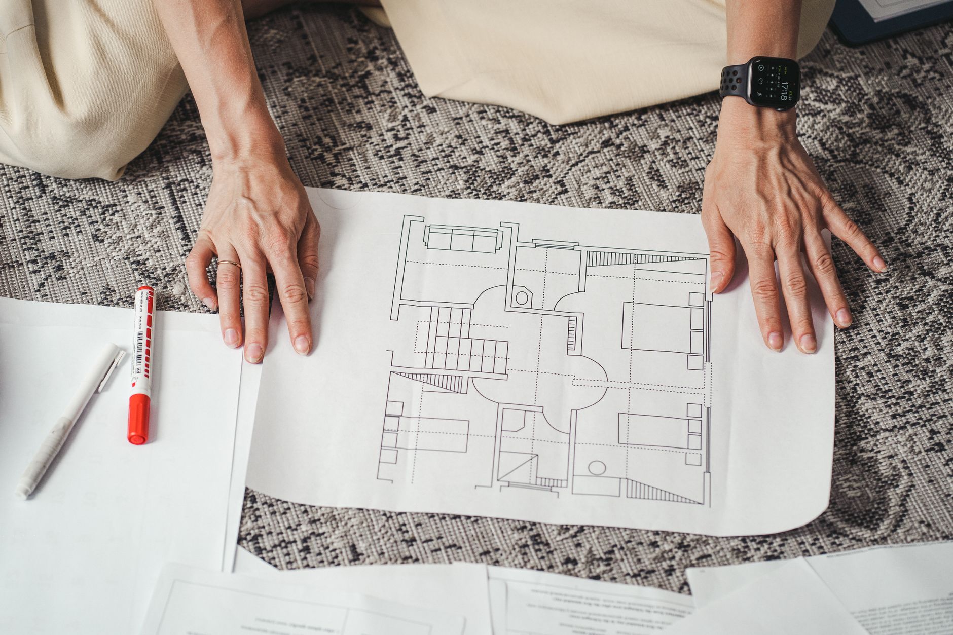 Architect reviewing HMO floor plans