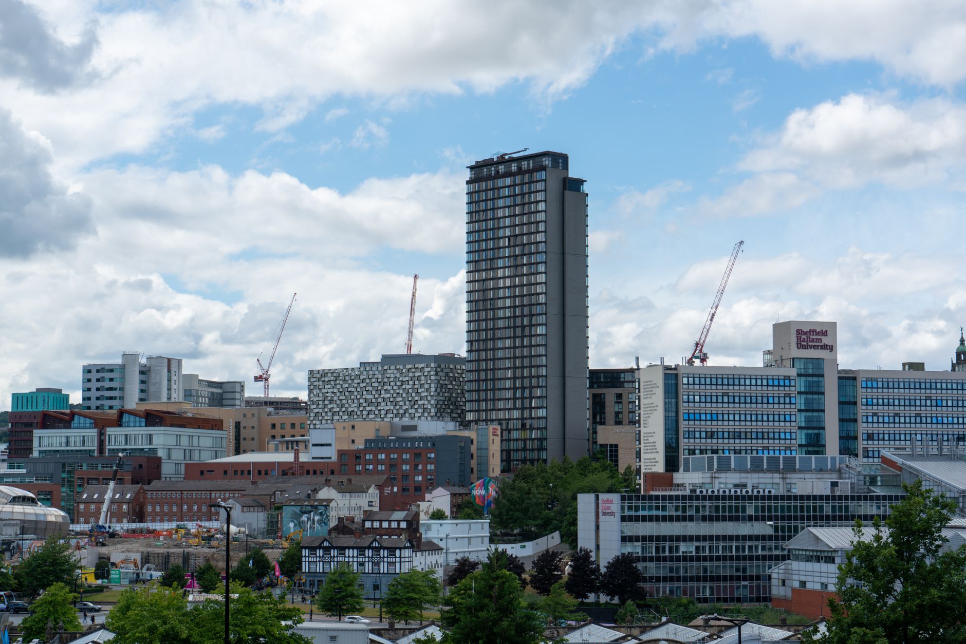 Sheffield city skyline with social housing estates