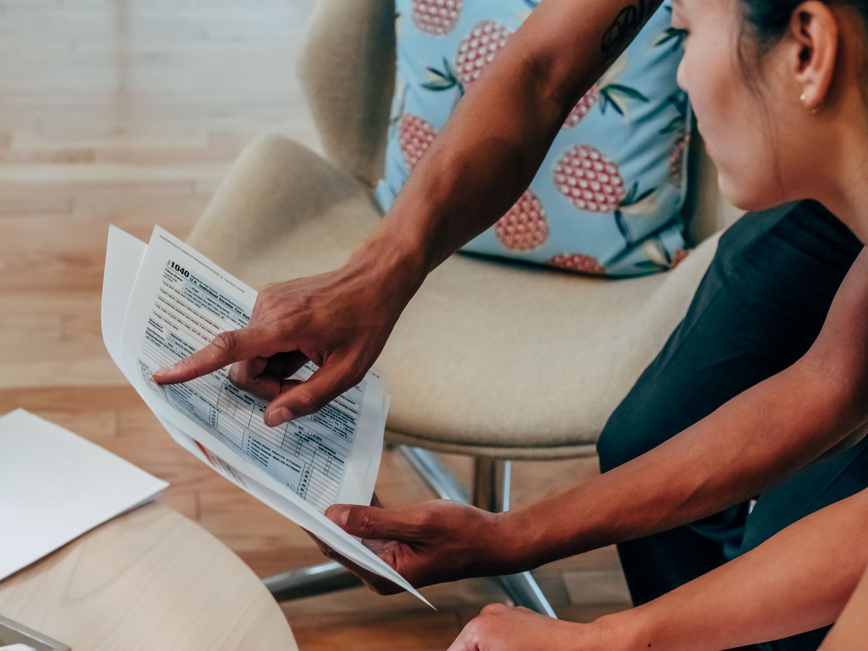 Landlord reviewing financial documents