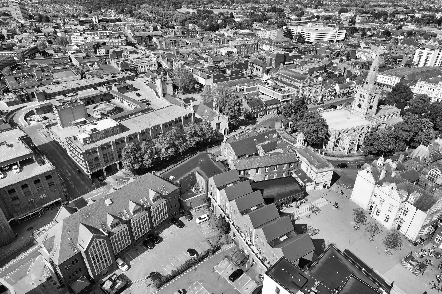 Leigh town centre aerial view showing potential development site