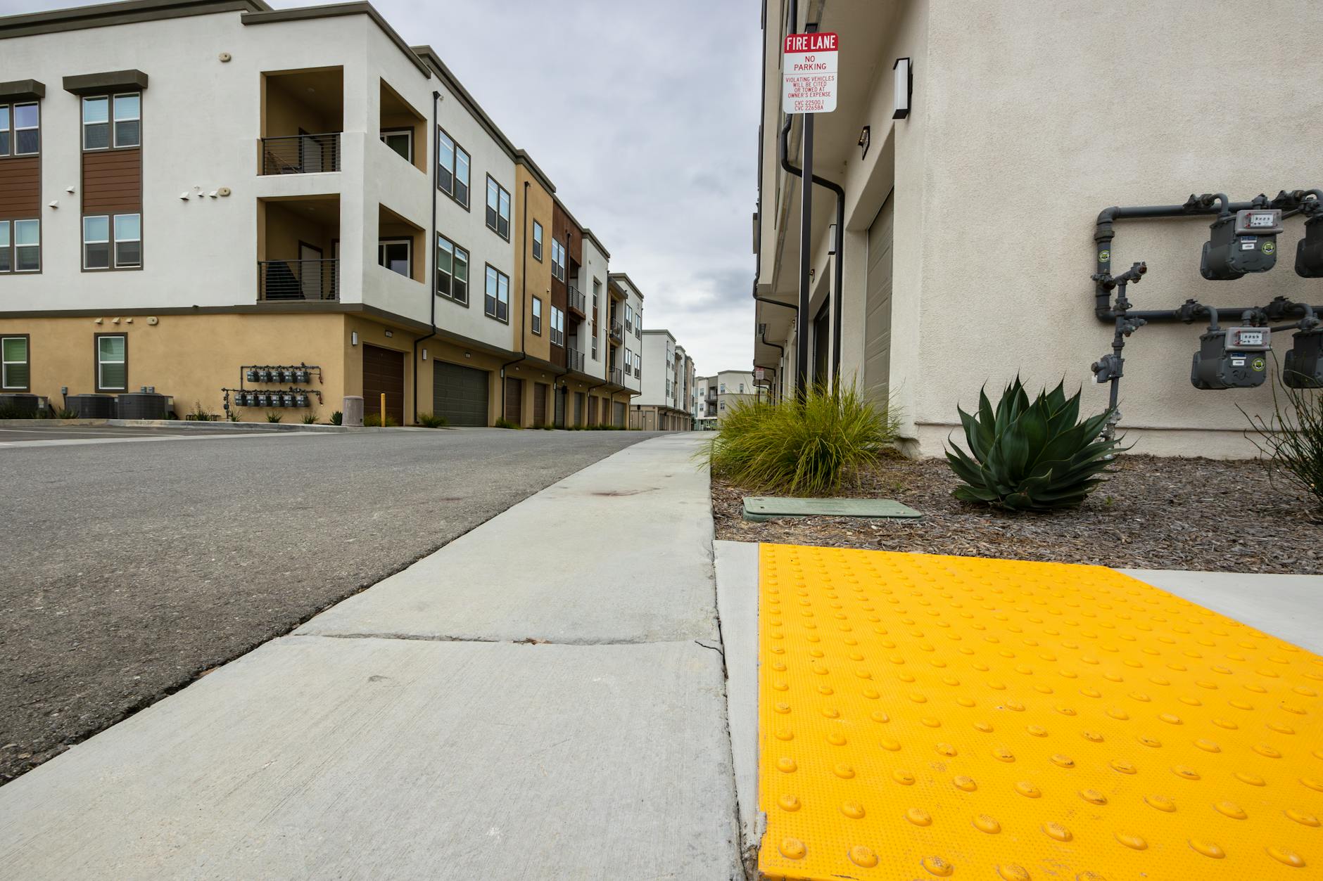 Social housing development with safety features